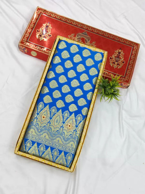 SHREE AMBAJI FASHION Woven Banarasi Silk Blend Saree(Light Blue)