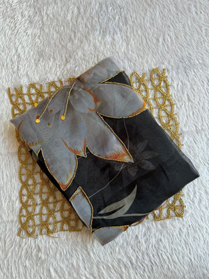 LUSTORA Floral Print, Printed Daily Wear Organza Saree(Black)