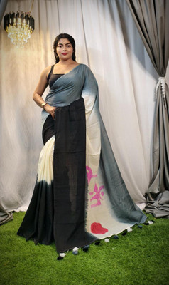 Pushpa Fashion Self Design Handloom Cotton Blend Saree(Multicolor)