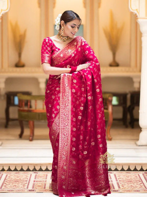 CENTURY CREATION Digital Print Banarasi Art Silk Saree(Pink)