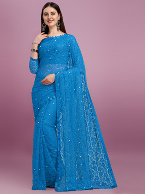 Croza Self Design Bollywood Net Saree(Multicolor)