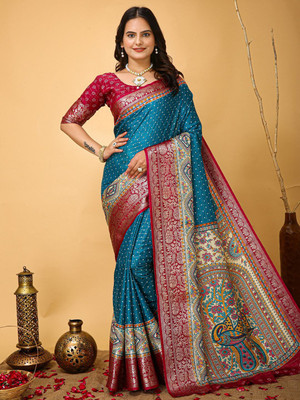 Anouk Rustic Printed Chinnalapattu Silk Blend Saree(Multicolor)
