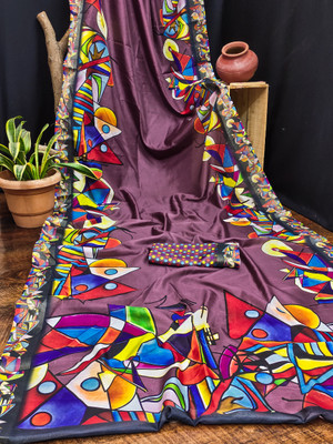 Bandhanivilla Digital Print Bollywood Silk Blend Saree(Multicolor)