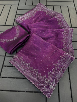 Jeeny Fab Printed Bollywood Jimmy choo Saree(Purple)