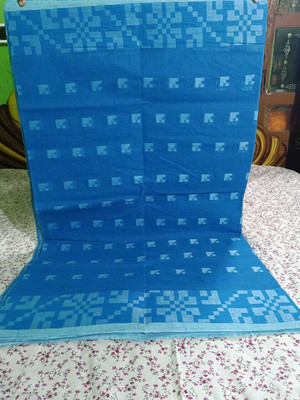 Moumitasaree Self Design, Solid/Plain Tant Pure Cotton Saree(Light Blue)