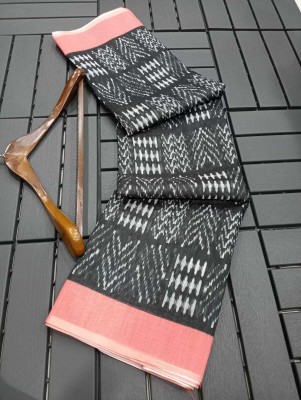 MAANVIT Self Design Banarasi Linen, Cotton Linen Saree(Black, Pink)