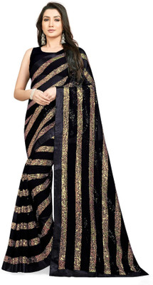 KV Fashion Embroidered Bollywood Georgette Saree(Black)