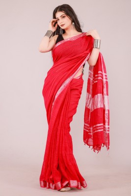 Nivanya Hub Printed Daily Wear Pure Cotton Saree(Red)