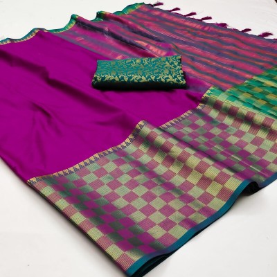 MAHAYANTRA Solid/Plain Assam Silk Cotton Silk Saree(Multicolor)