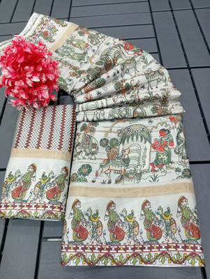 HouseOfCommon Floral Print Kanjivaram Pure Silk, Cotton Silk Saree(Multicolor)