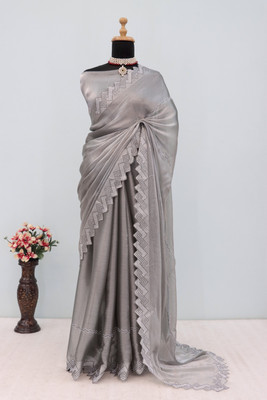 VarniRaaj Fashion Embellished Bollywood Jimmy choo Saree(Grey)