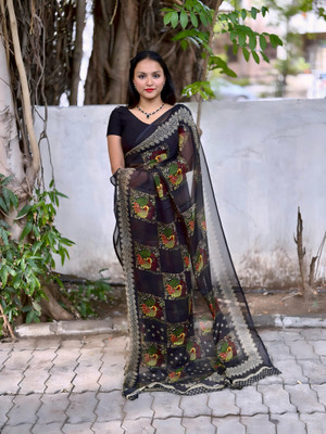 TEN R Printed Daily Wear Georgette Saree(Multicolor)