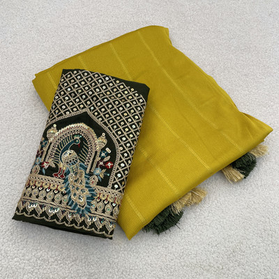 K 5 FASHION Embellished, Embroidered Bollywood Georgette Saree(Yellow)