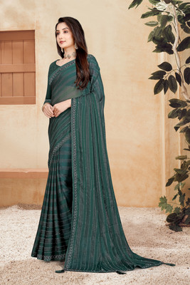 AARTI PRINTS Embellished Daily Wear Georgette Saree(Green)