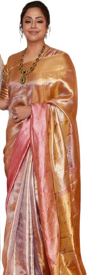 Vihaalaya Solid/Plain Banarasi Tissue Saree(Pink)