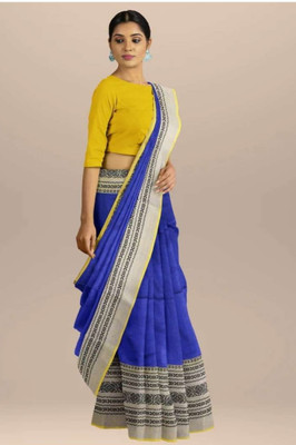 ADbutiq Self Design Tant Pure Cotton Saree(Blue)