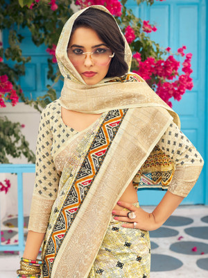 Sareemall Printed Daily Wear Art Silk Saree(Yellow)