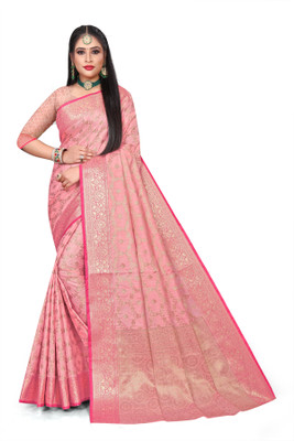 OMBUSINESSHUB Printed Banarasi Pure Silk Saree(Multicolor)