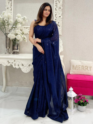 Tasrika Embellished Bollywood Georgette Saree(Dark Blue)