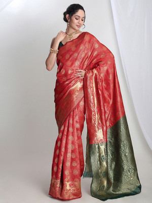Janasya Self Design Banarasi Silk Blend Saree(Red)