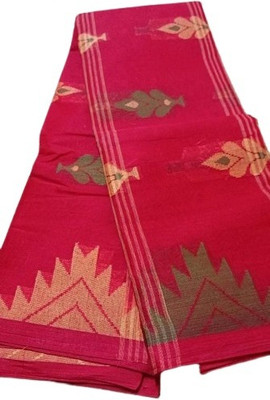 p fashion Self Design Tant Pure Cotton Saree(Red)