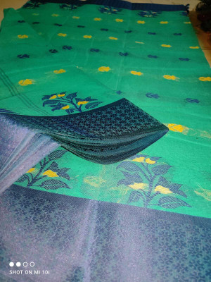 online saree hut Printed Handloom Pure Cotton Saree(Blue)