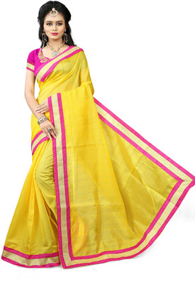 Gaurangi Creation Solid/Plain Bhagalpuri Tussar Silk Saree(Yellow)