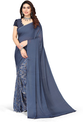 YASHIKA Printed Bollywood Georgette Saree(Dark Blue)