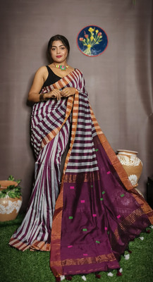 SAYAN CREATION Self Design Handloom Pure Cotton Saree(Multicolor)