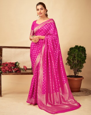 Divastri Woven Banarasi Silk Blend Saree(Magenta, Gold)