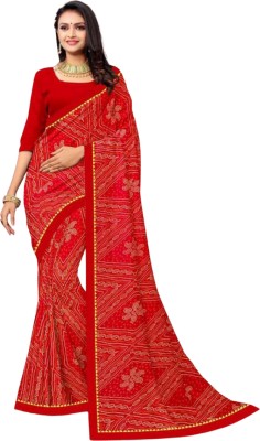 HALEDONE Printed Daily Wear Cotton Blend Saree(Red)