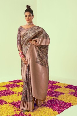 FABDEAL Woven Kanjivaram Pure Silk, Art Silk Saree(Brown)