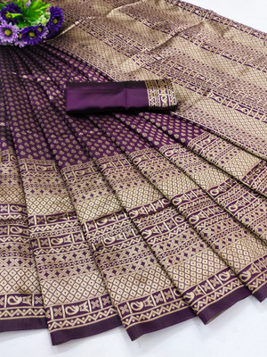NESHVI ENTERPRISE Self Design Banarasi Polyester Saree(Magenta)