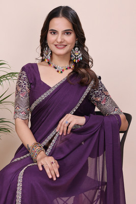 K 5 FASHION Self Design, Embroidered Bollywood Chiffon Saree(Multicolor)