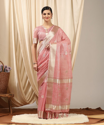 Divastri Woven Banarasi Linen Saree(Pink)