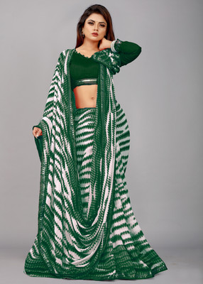 Flip The Style Printed Bollywood Georgette Saree(Dark Green)