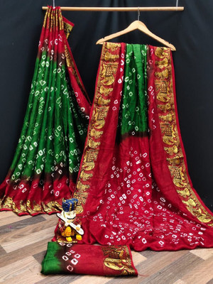 DHARMRAJ ENTERPRISE Woven Bandhani Art Silk Saree(Multicolor)