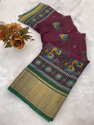 Julee Printed Daily Wear Silk Blend Saree(Multicolor)