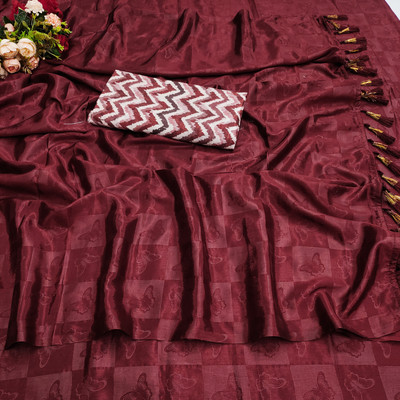 DIVYASHAKTI FASHION Embellished Bollywood Satin Saree(Maroon)
