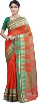 Parbati fashion Self Design Tant Pure Cotton Saree(Orange)