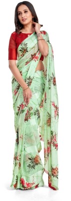 Ghan Sals Floral Print Daily Wear Georgette Saree(Light Green)