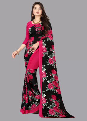 LAKHADATARI PRINTS Printed, Geometric Print, Floral Print Daily Wear Georgette Saree(Pink)