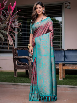 ANOUK Woven Kanjivaram Silk Blend Saree(Maroon)