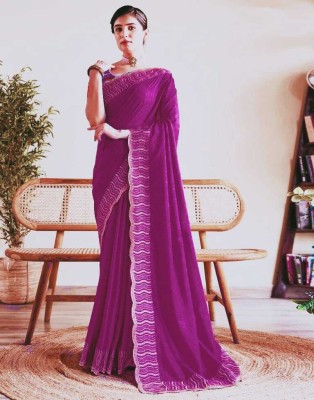 RK Creation Embroidered Ikkat Georgette Saree(Purple)