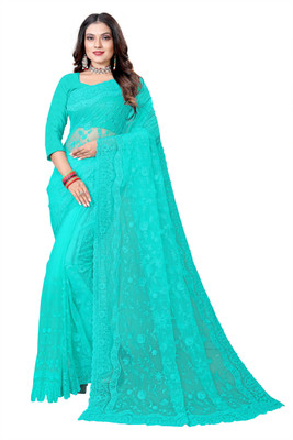 usharvi Self Design, Embroidered Bollywood Net Saree(Light Green)