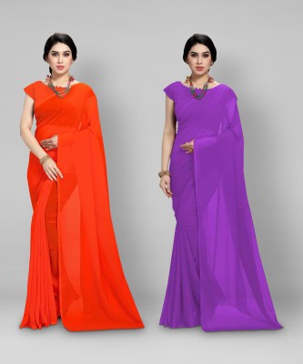 kashvi sarees Dyed Bollywood Georgette Saree(Pack of 2, Purple, Orange)