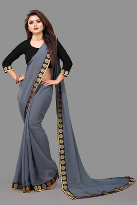 Jevlan Self Design Bollywood Georgette Saree(Grey)