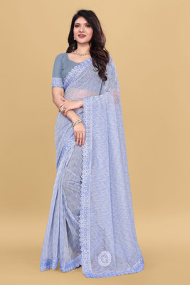 Julee Embellished Bollywood Lycra Blend Saree(Light Blue)