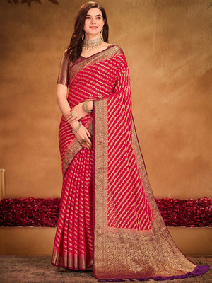 ANOUK Woven Kanjivaram Georgette Saree(Red)