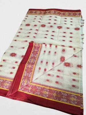 Dutta Self Design Tant Pure Cotton Saree(Multicolor)